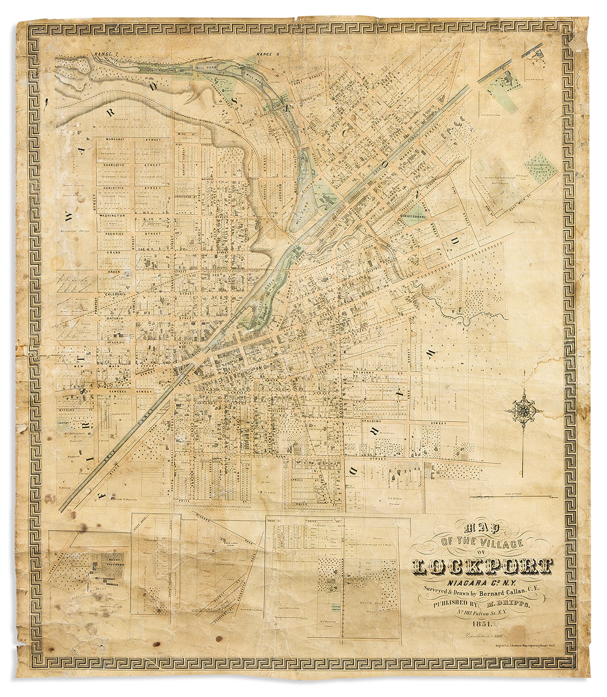 (NEW YORK -- ERIE CANAL.) Bernard Callan; and Augustus Kollner. Map of the Village of Lockport, Niagara Co., N.Y.